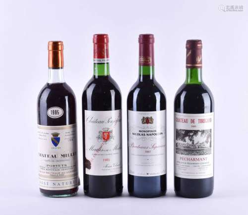 A group of Bordeaux red wines
