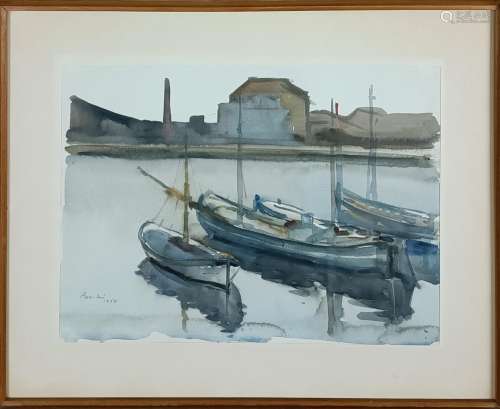Dino Boschi (1923 - 2015)Canale con barca, 1958.