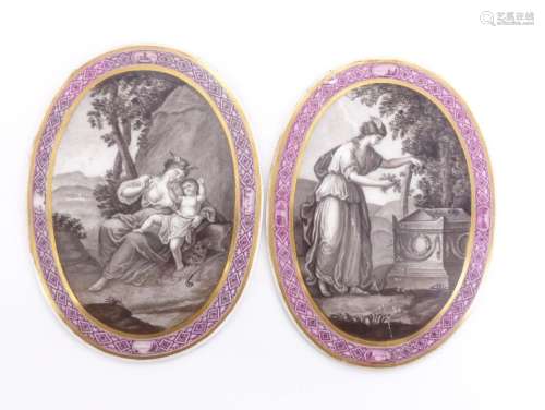 Zwei ovale Plaketten mit allegorischen Figuren, 19. Jh.