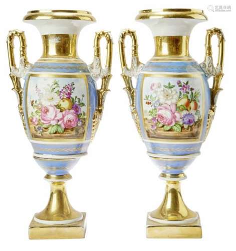 Paar Kaminvasen mit Blumendekor im Empirestil, Frankreich, 1...
