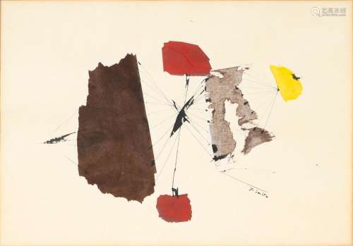 Yoshishige Saito (Tokio 1904 - 2001). Collage in Brown, Red ...
