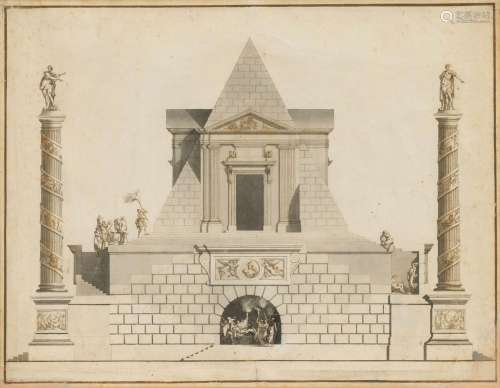 French Master active 2. half 18th cent. Mausoleum for a Comm...