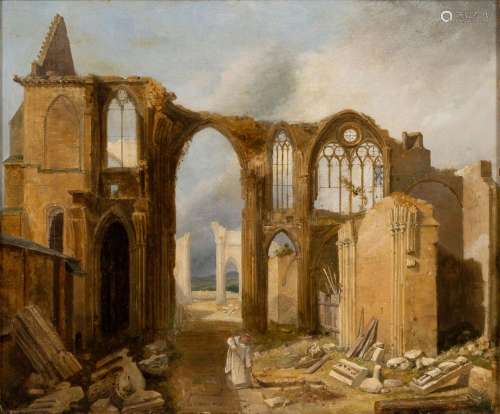 Antoine Baptiste Petit (1800 - Versailles 1864). Ruins of a ...