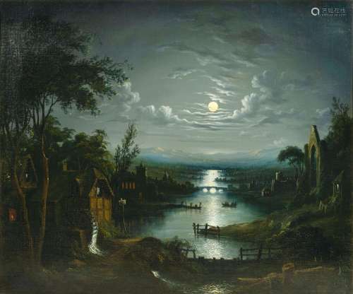 Sebastian Pether (1793 - Battersea 1844), attr. Moonlit Land...