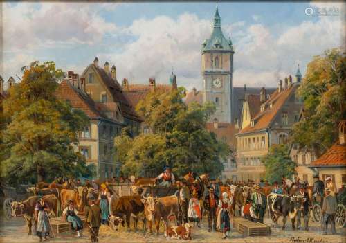 Hubert Kaplan (München 1940). Cattle Market in Summer.