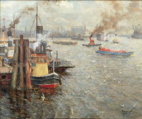 Henning Edens (Hamburg 1885 - Hamburg 1943). Port of Hamburg...