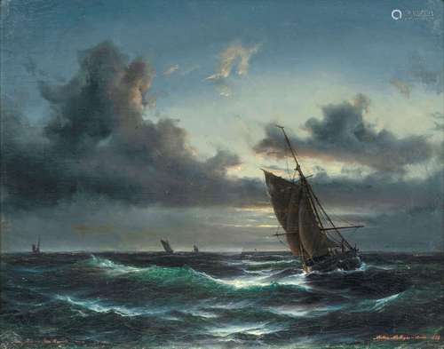 Anton Melbye (Kopenhagen 1818 - Paris 1875). Evening at Sea.