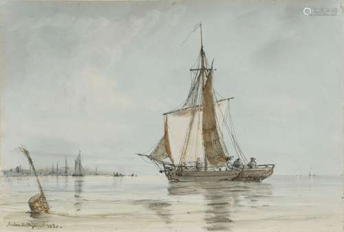 Anton Melbye (Kopenhagen 1818 - Paris 1875). Calm Sea.