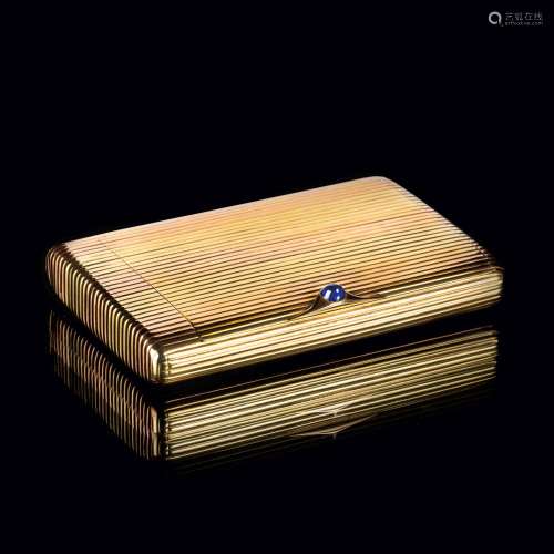 A Gold Etui with Sapphire Cabochon.