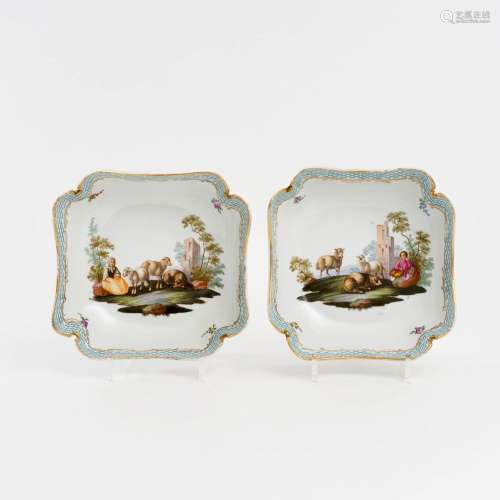 A Pair of Square Bowls with Shepherd Scenes.