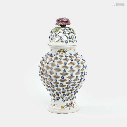 A Faience Potpourri Vase with Forget-Me-Not.