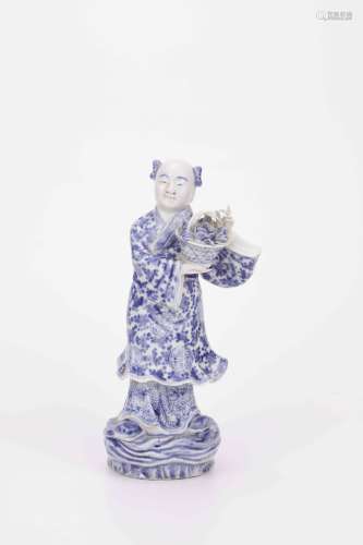 19世纪 蓝采和瓷塑