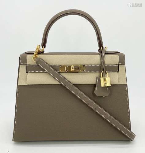 Hermes 2022 Etoupe Epsom Leather Kelly Sellier 28