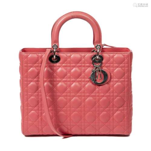 Christian Dior Light Red Cannage Leather Lady Dior