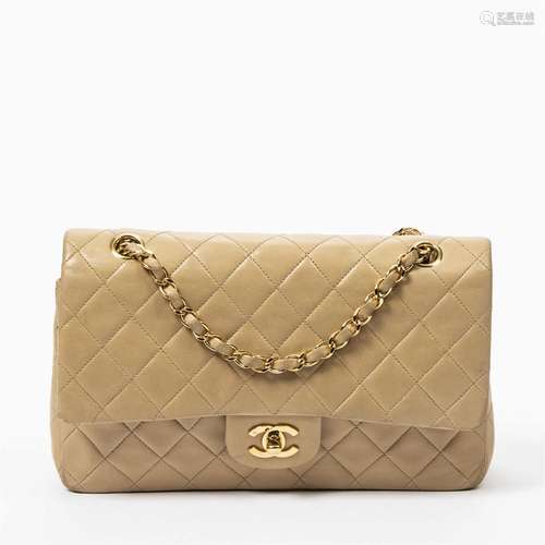 Chanel Beige Quilted Lambskin Medium Classic Flap Bag