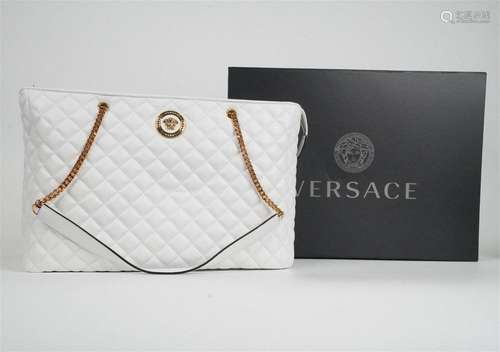 Versace White Quilted Leather Handbag (Never Used)