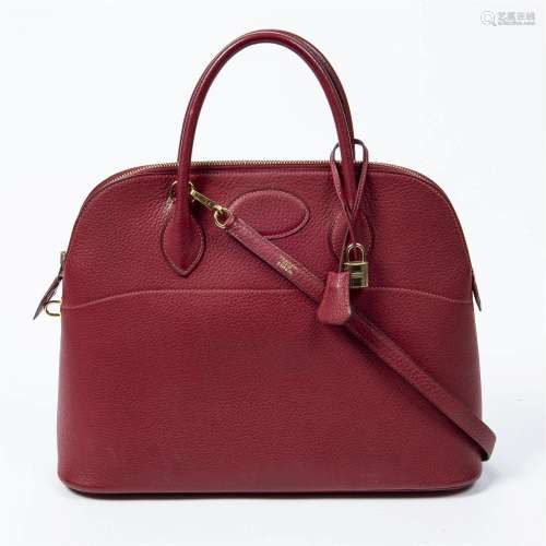 Hermes Red Clemence Leather Bolide 35 Shoulder Bag