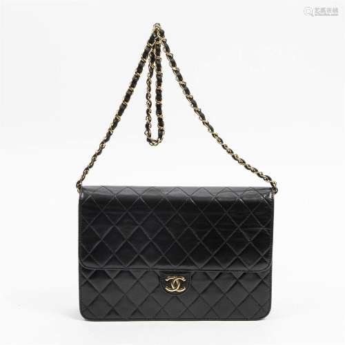 Chanel Vintage Quilted Leather CC Push Lock Shoulder Bag