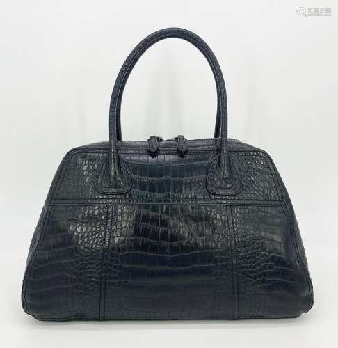 Prada Black Crocodile Top Handle Tote