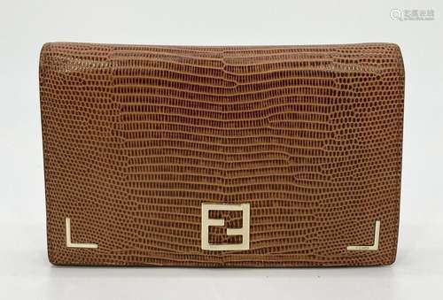 Fendi Tan Lizard Wallet W/Tag