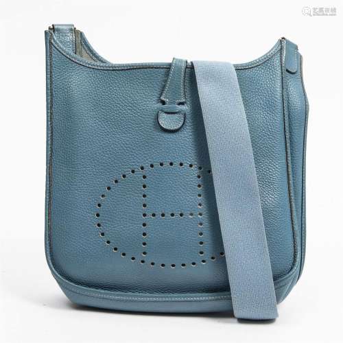 Hermes Blue Jean Taurillon Leather Evelyne II PM
