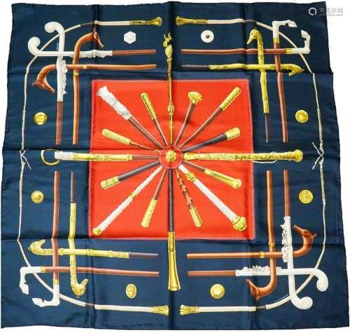 Hermes "Cannes & Pommeaux" Twill Silk Scarf 90
