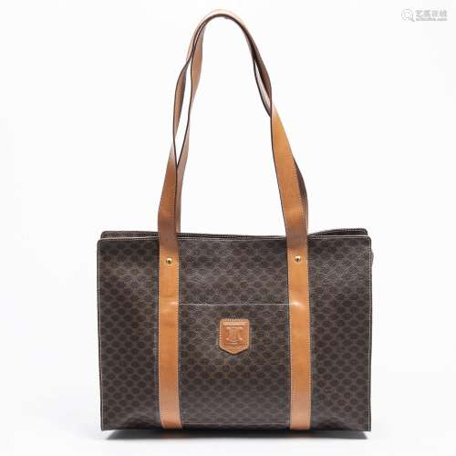 Celine Vintage Macadam Canvas and Leather Tote