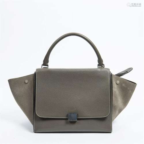 Celine Grey Calfskin Trapeze Medium Shoulder Bag