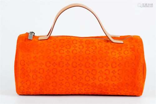 Celine Orange C Macadam Suede Duffel Handbag