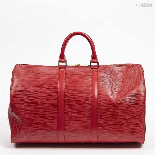 Louis Vuitton Red Epi Leather Keepall 45 Duffel