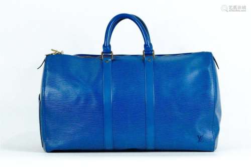Louis Vuitton Blue Epi Leather Keepall 45 Duffel