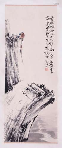 CHINESE SCROLL PAINTING OF MOUNTAIN VIEWS SIGNED BY GAO JIAN...