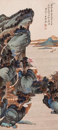 CHINESE SCROLL PAINTING OF MOUNTAIN VIEWS SIGNED BY ZHANG DA...