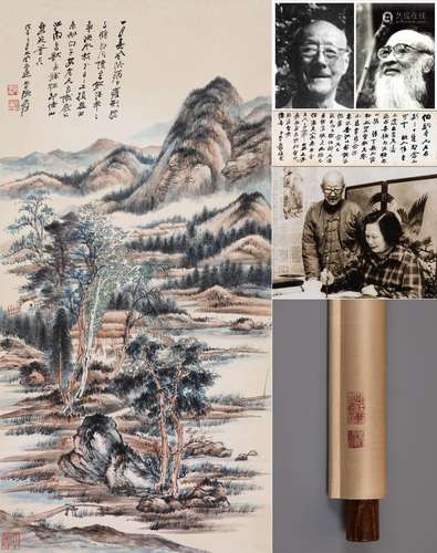 CHINESE SCROLL PAINTING OF MOUNTAIN VIEWS SIGNED BY ZHANG DA...