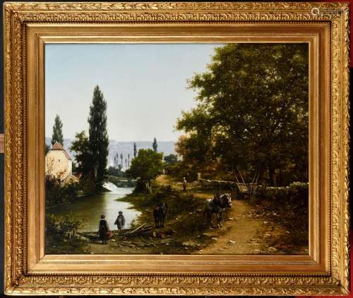 Léon LÉGAT (1829-?)<br />
Bord de rivière