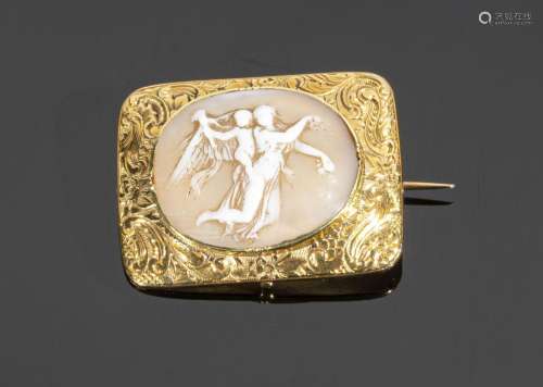 Broche faisant porte montre en or jaune 18K (750°/°°) de for...