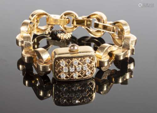 Montre bracelet en or jaune 18K (750°/°°), la cadran protégé...