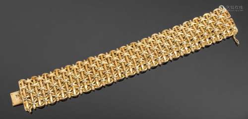 Bracelet ruban en or jaune 18K (750°/°°) à mailles ovales et...