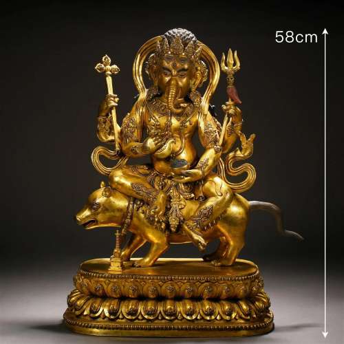 A Tibetan Bronze-gilt Figure of Ganesh