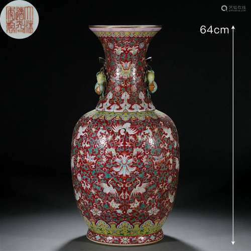 A Chinese Falangcai and Gilt Floral Vase