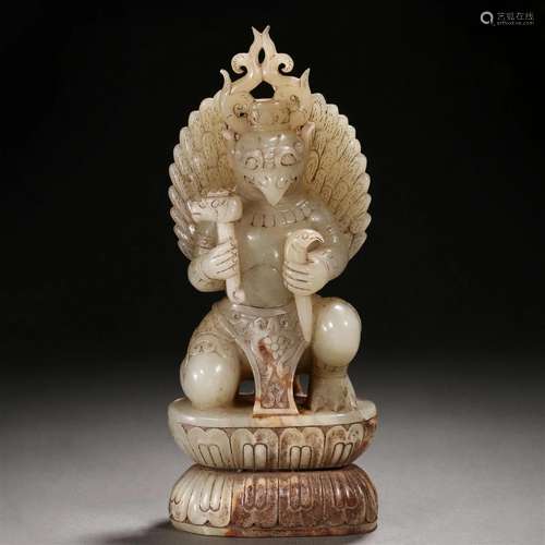 A Chinese Carved Jade God of Thunder