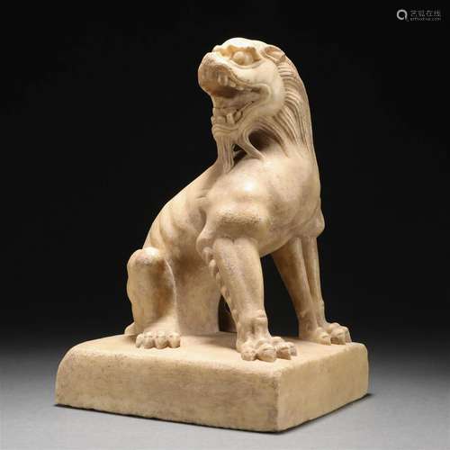 A Chinese Carved Marble Feline