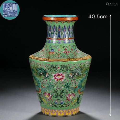 A Chinese Falangcai and Gilt Dragon Vase