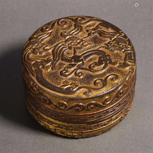 A Chinese Bronze-gilt Paste Box with Cover