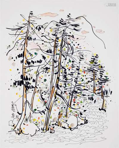 A Chinese Ink Painting By Wu Guanzhong