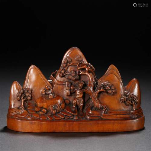 A Chinese Carved Boxwood Decoration