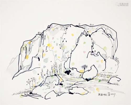 A Chinese Ink Painting By Wu Guanzhong