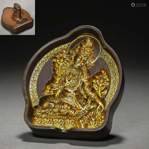 A Tibetan Bronze-gilt Tsa-tsa Mould of White Tara