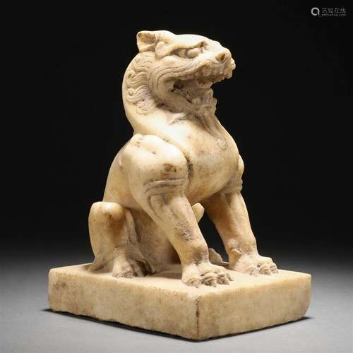 A Chinese Carved Marble Feline