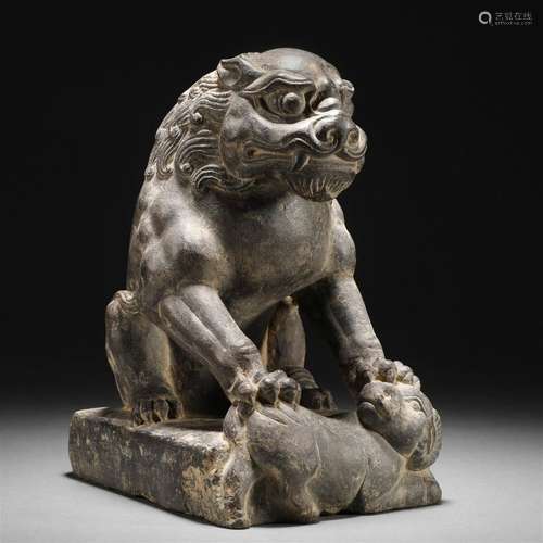 A Chinese Carved Stone Feline